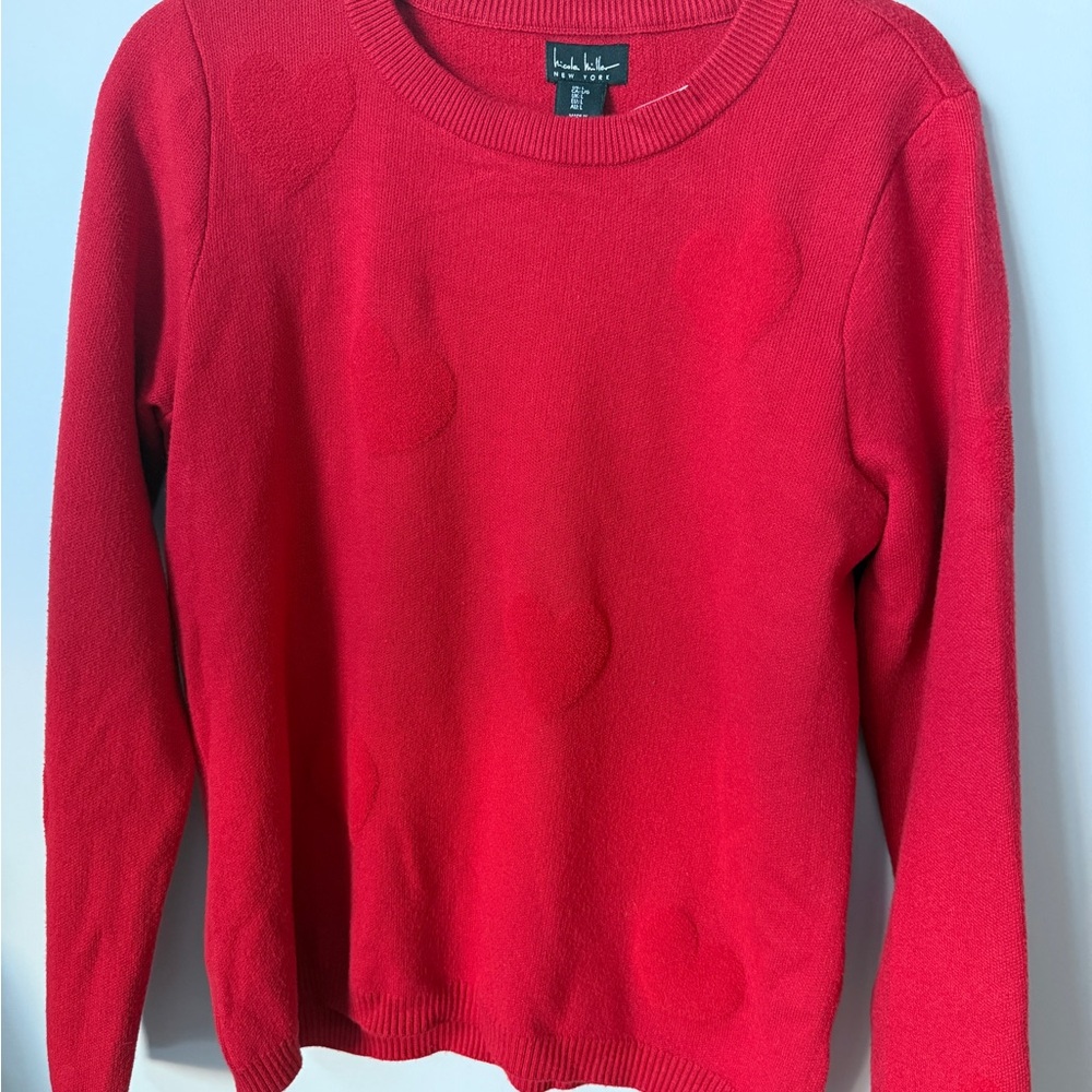 Nicole Miller Vibrant Red Heart Sweater